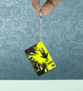 Cartoon Ghost Cat Surrounded by Dark Branches Printed Keychain Pack of 2