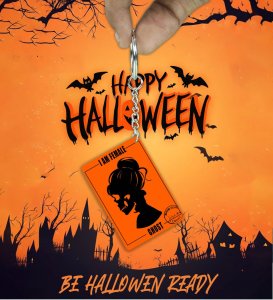 Chilling Farewell Message Halloween Vibe Printed Keychain Pack of 2