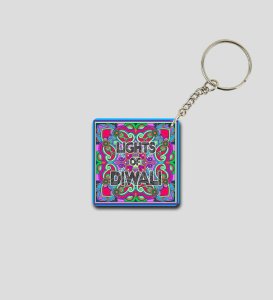 Diwali Festival Sparkles Bright in Neon Deep Printed Keychain Pack of 2