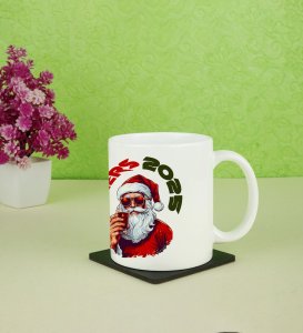 Festive Santa Cheers 2025 Holiday Celebration Printed Coffee Mug 250ml